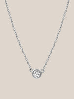 White Diamond Solitaire Bezel Necklace