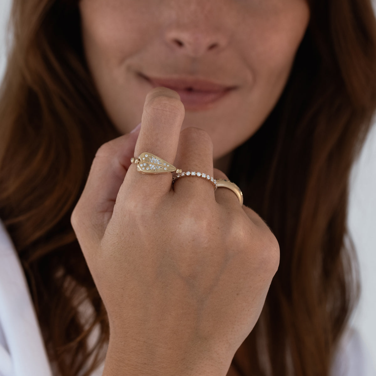 Heart Turquoise and Diamond Flip Ring 14k Yellow Gold | Audry Rose