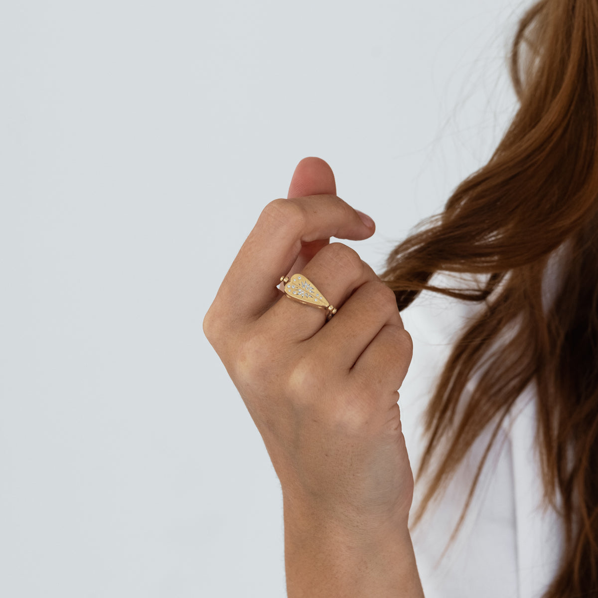 Heart Turquoise and Diamond Flip Ring 14k Yellow Gold | Audry Rose