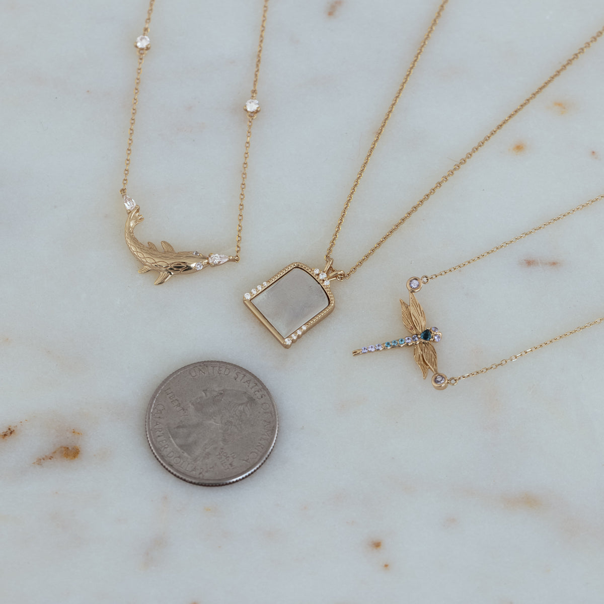 Dragonfly Necklace in 14K Yellow Gold | Audry Rose