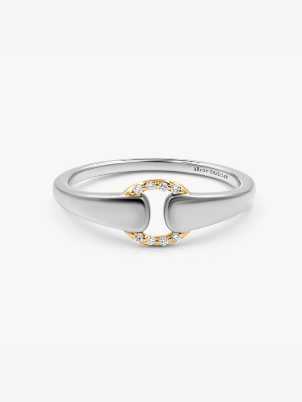 Mixed Metal Diamond Buckle Ring