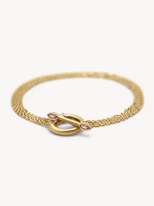Gold Circle Pink Sapphire Necklace in 14K Yellow Gold | Audry Rose