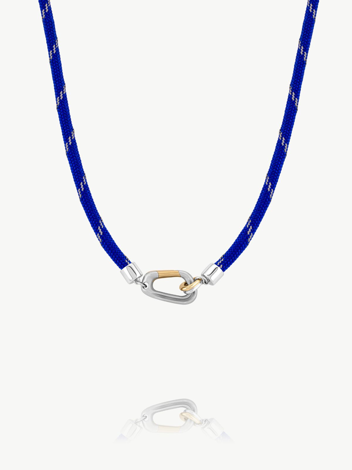 Mixed Metal Carabiner Necklace in 14k Yellow Gold & Sterling