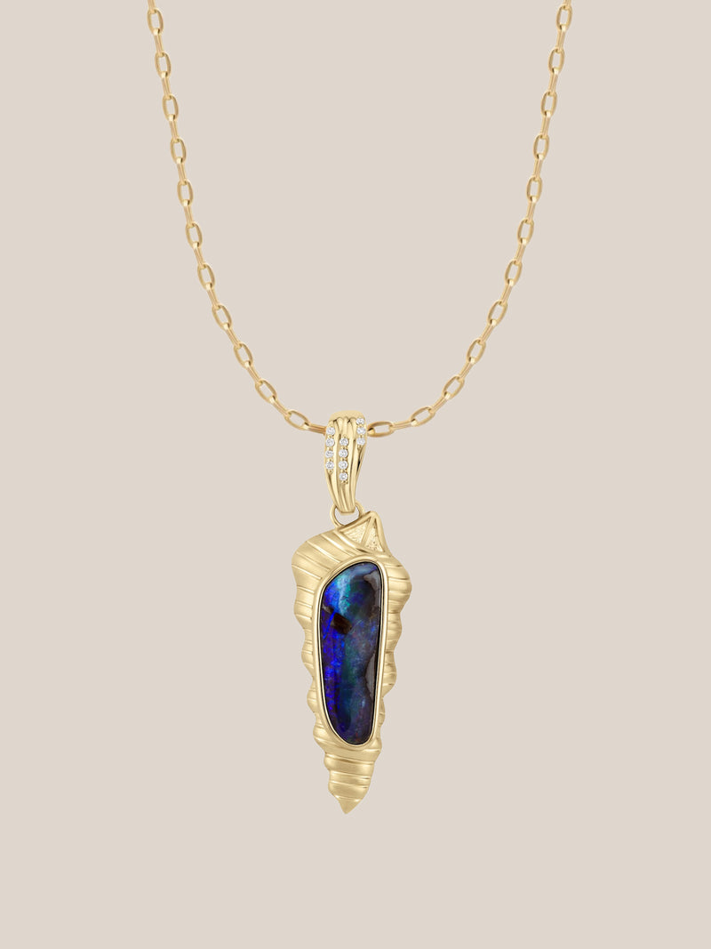 Boulder Opal Conch Pendant - OOAK