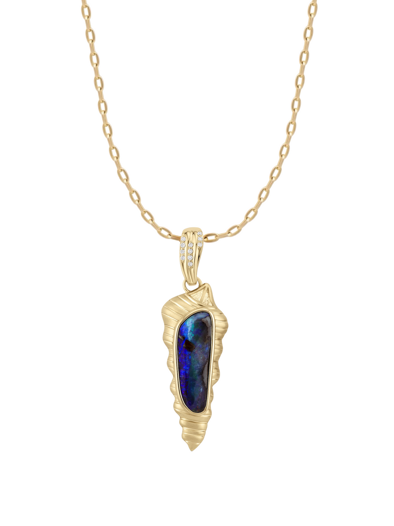 Boulder Opal Conch Pendant - OOAK