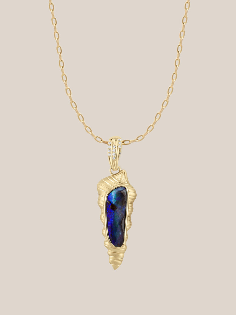 Boulder Opal Conch Pendant - OOAK