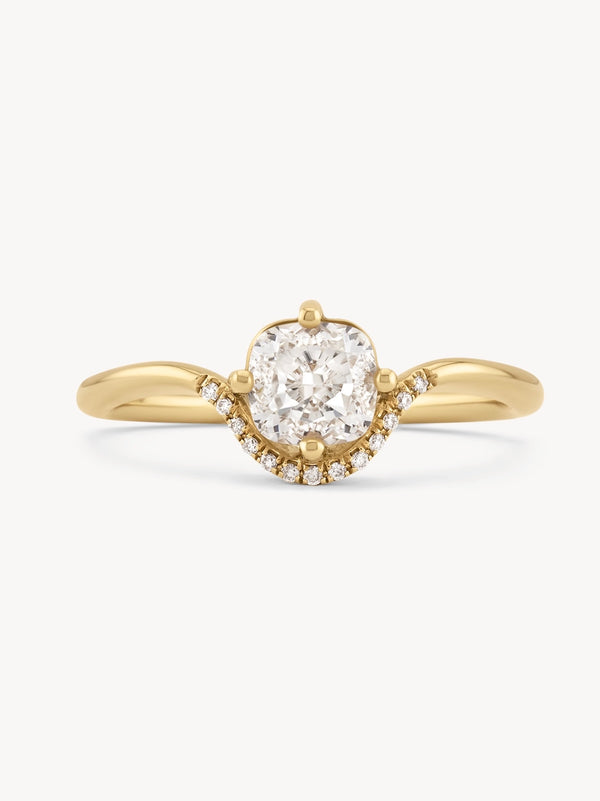 Cushion Diamond Crown Ring