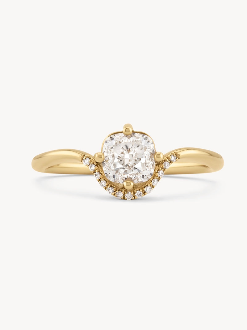Cushion Diamond Crown Ring