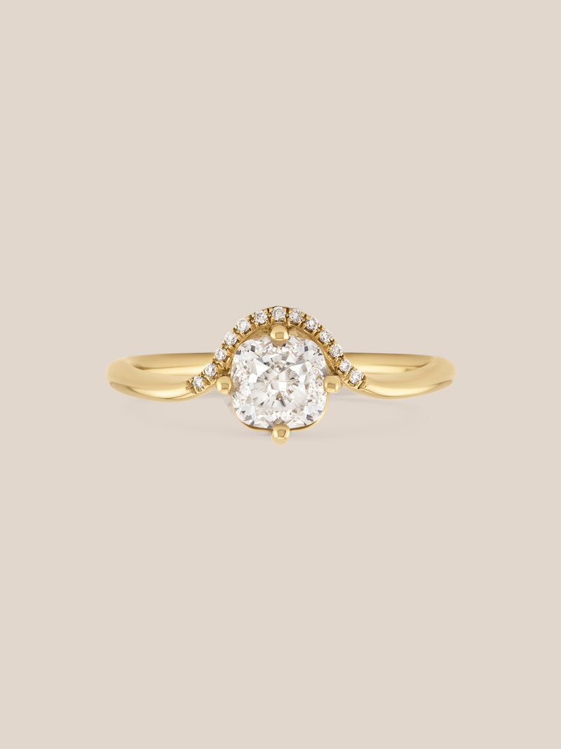 Cushion Diamond Crown Ring