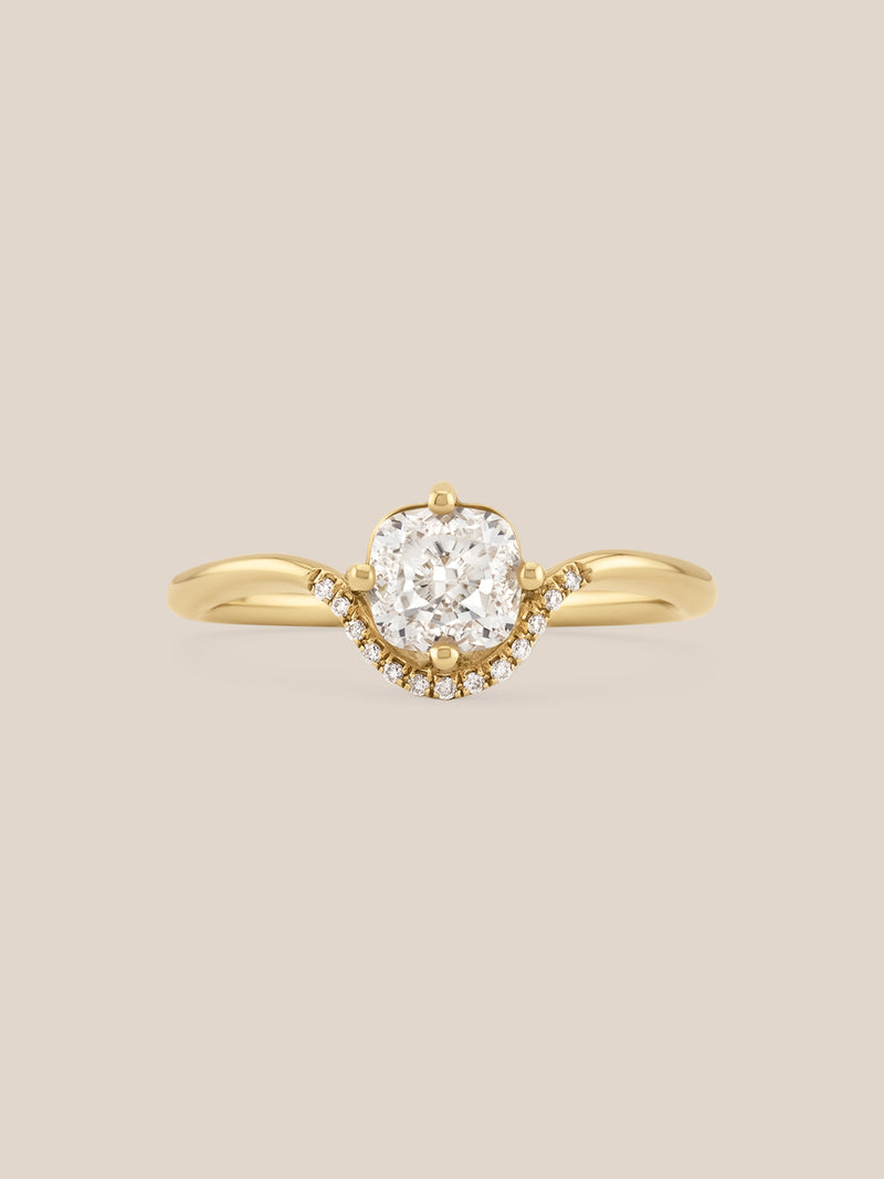 Cushion Diamond Crown Ring