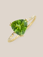 Starry Peridot Trillion Ring