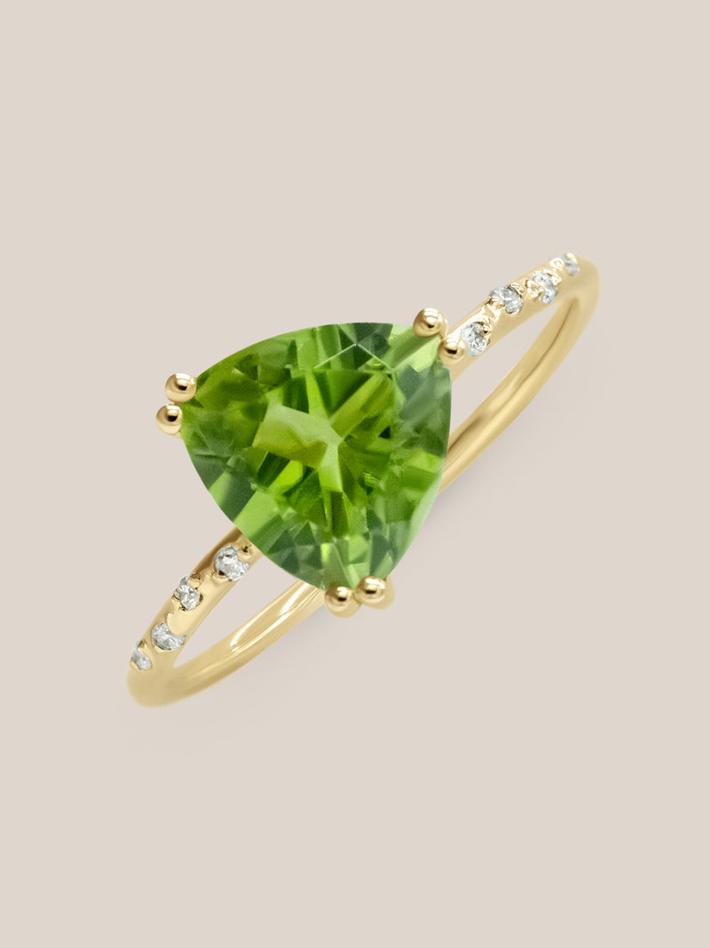 Starry Peridot Trillion Ring