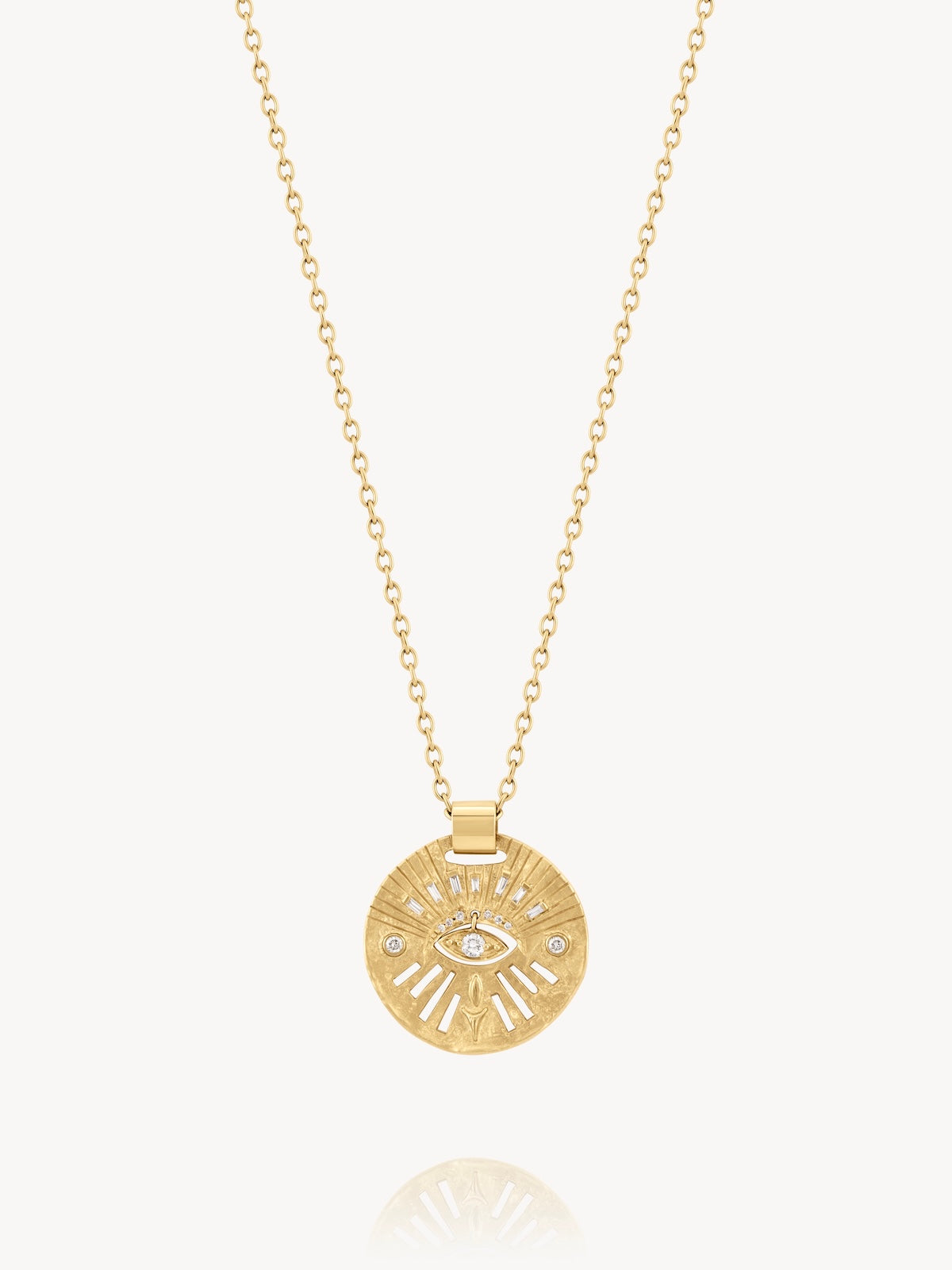 Celine Daoust Mixed White Diamond Evil Eye Medallion Necklace in