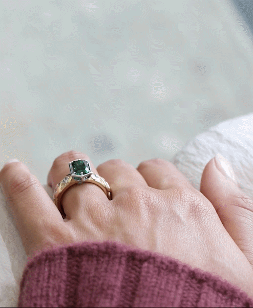 Elongated Tourmaline Argyle Ring