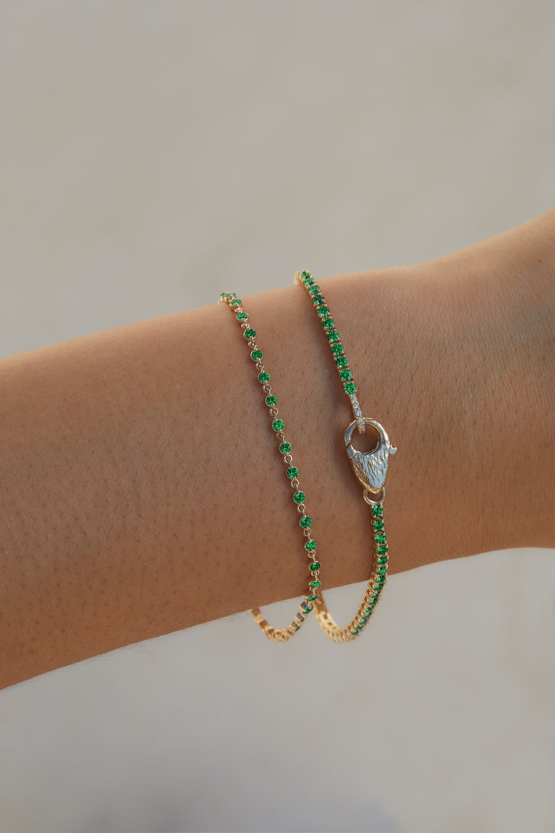 Emerald Tennis Lock Bracelet
