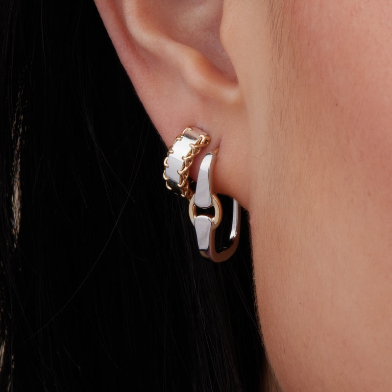Mixed Metal Stitched Hoops