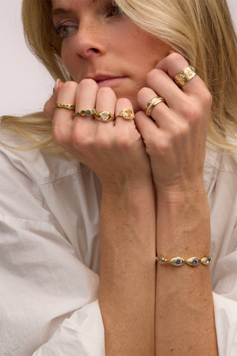 Green Ocean Sapphires Seaweed Ring