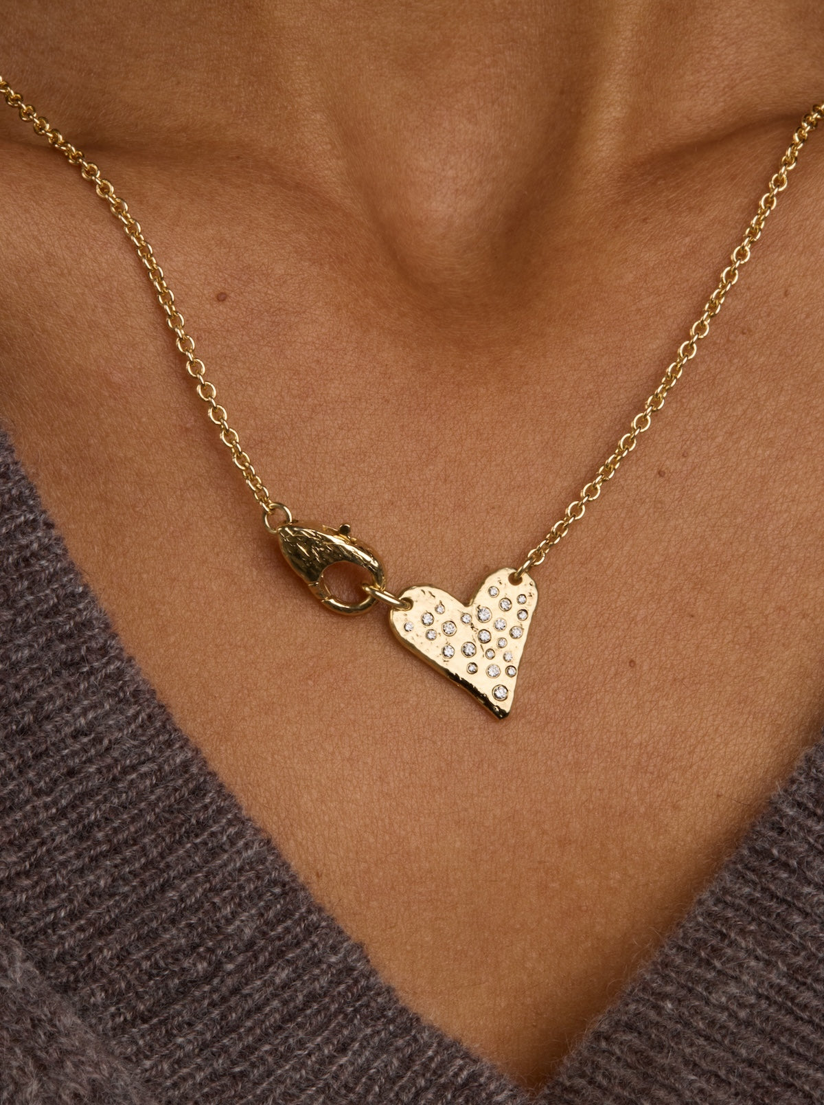 Gold Diamond Heart and Lock Necklace in 14k Gold | Audry Rose