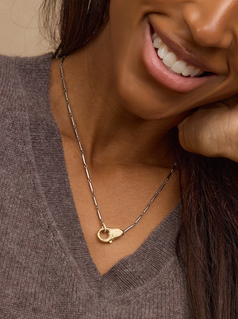 Mixed Metal Mini Lock Necklace