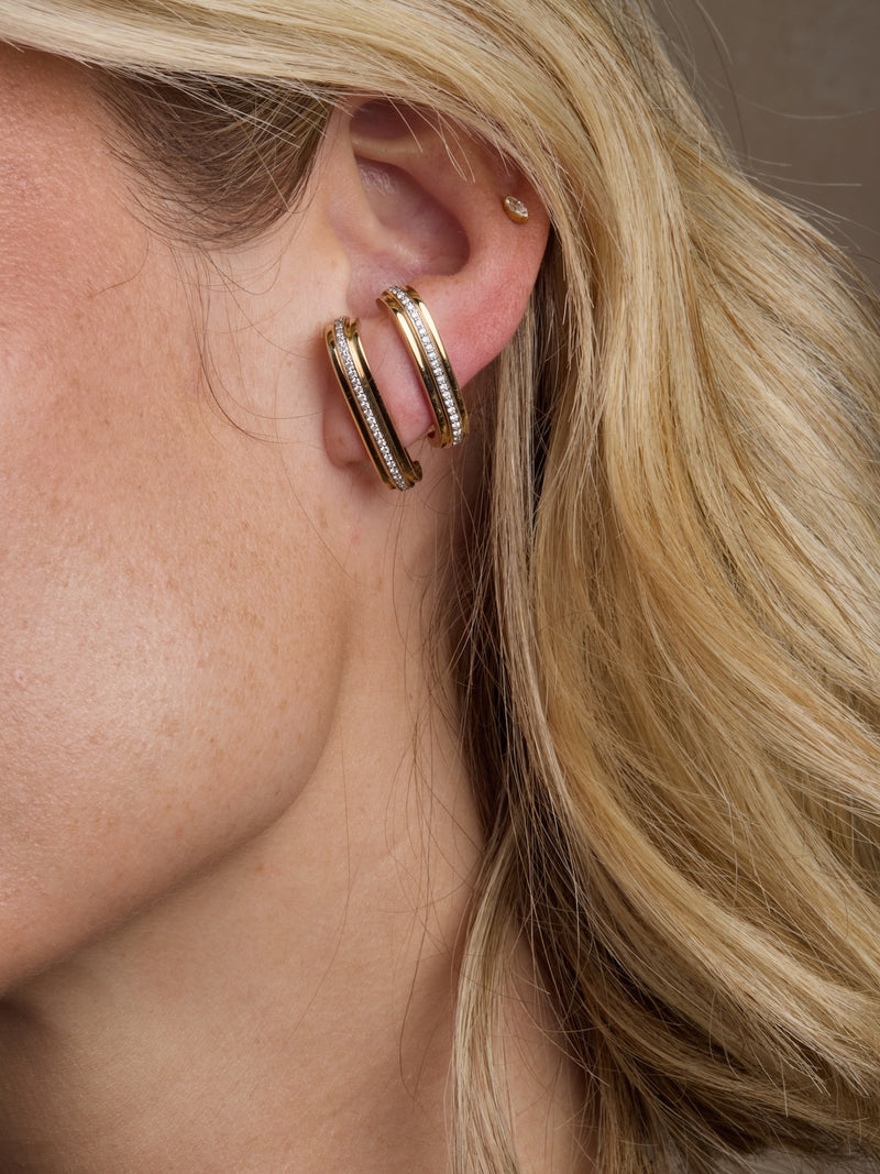 Diamond Latch Arc Earrings