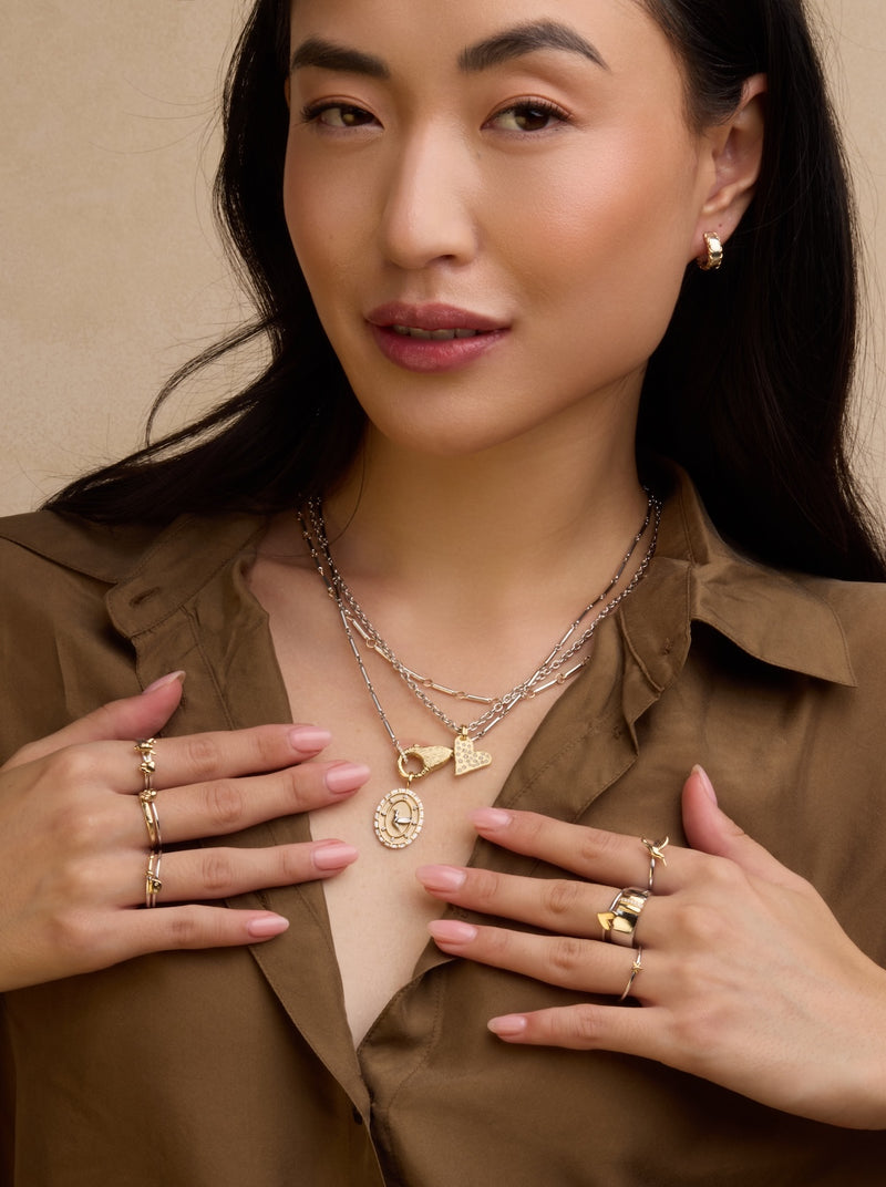 Mixed Metal Midi Lock Necklace
