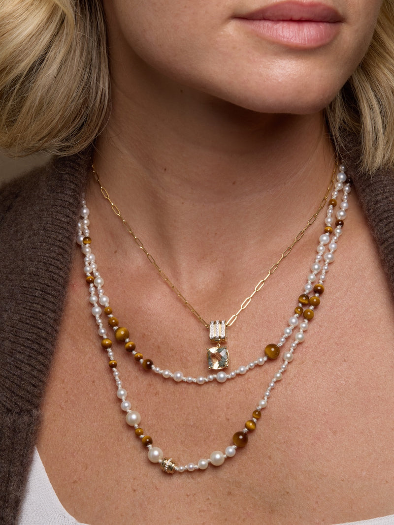 Tiger’s Eye Pearl Strand Necklace