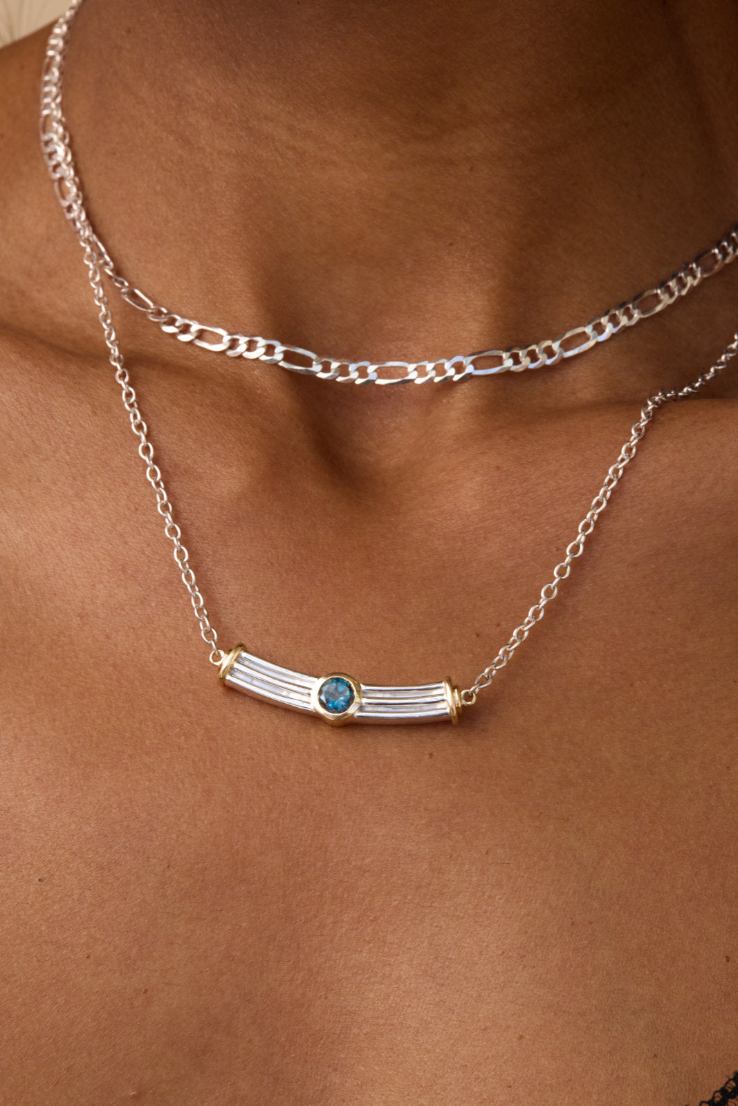 Dylan Arc Necklace in 10k Yellow Gold & Sterling Silver | Audry Rose