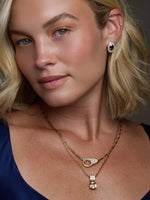 Ceylon Sapphire Bezel Halo Earrings