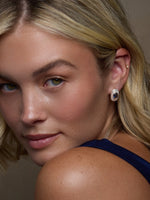 Ceylon Sapphire Bezel Halo Earrings