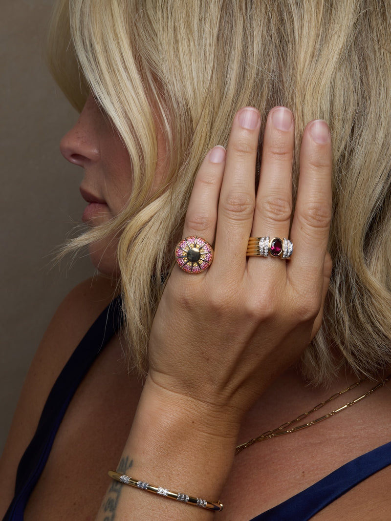 Gemstone Tiered Cuff Ring