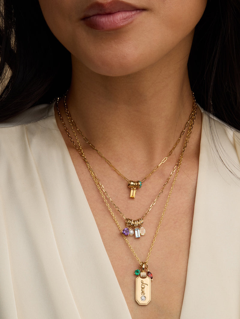 Opal Birthstone Charms Necklace