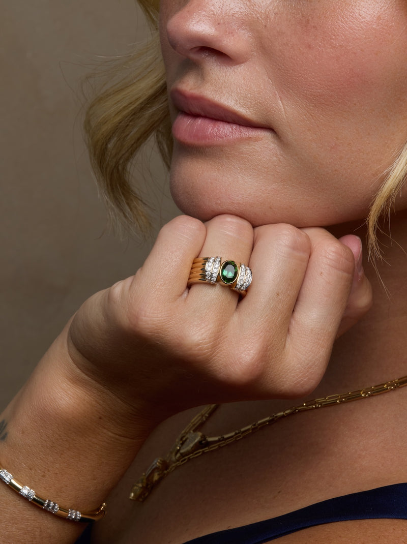 Gemstone Tiered Cuff Ring