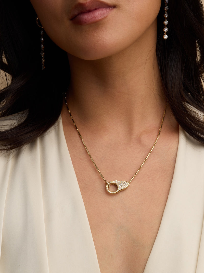 Pave Diamond Lock Necklace