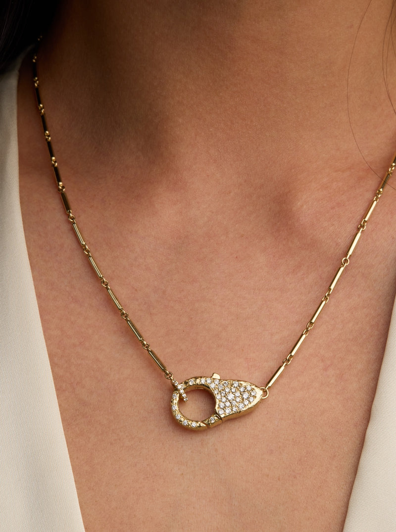 Pave Diamond Lock Necklace