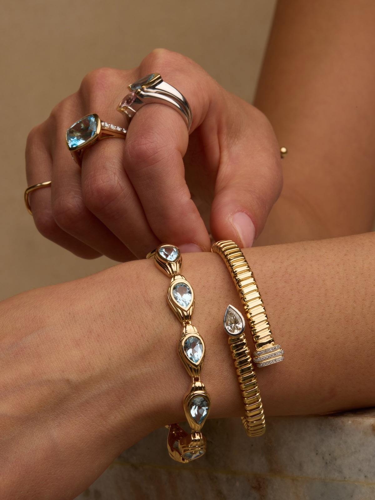 Gold Pear Coil Cuffin 14k Yellow Gold | Audry Rose