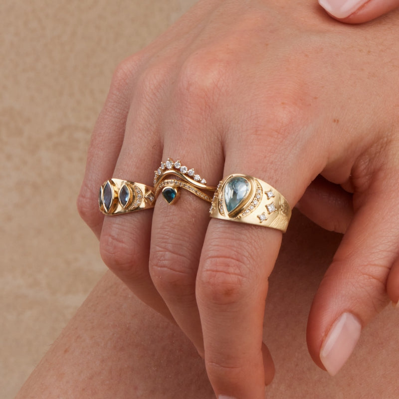 Aquamarine Celeste Ring - OOAK