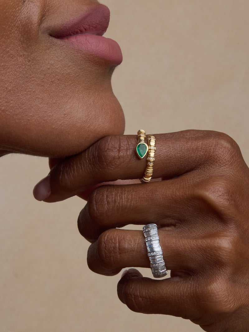 Emerald Pillar Wrap Ring