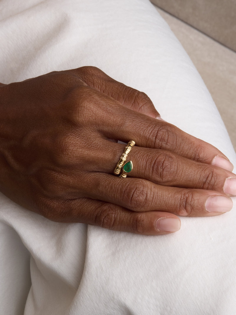 Emerald Pillar Wrap Ring