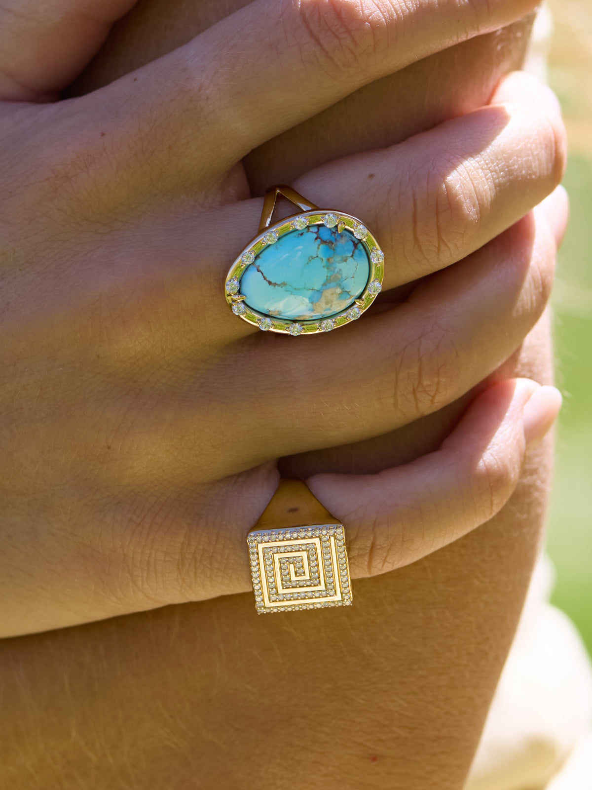 Gold and Diamond Maze Ring in 14K Yellow Gold | Audry Rose x