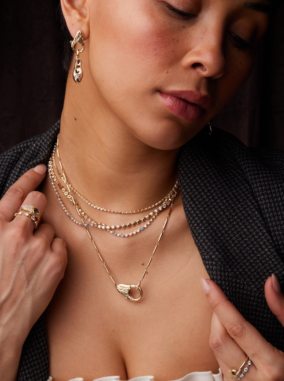 Diamond Lock Bar Necklace 14k or 18k Gold | Audry Rose