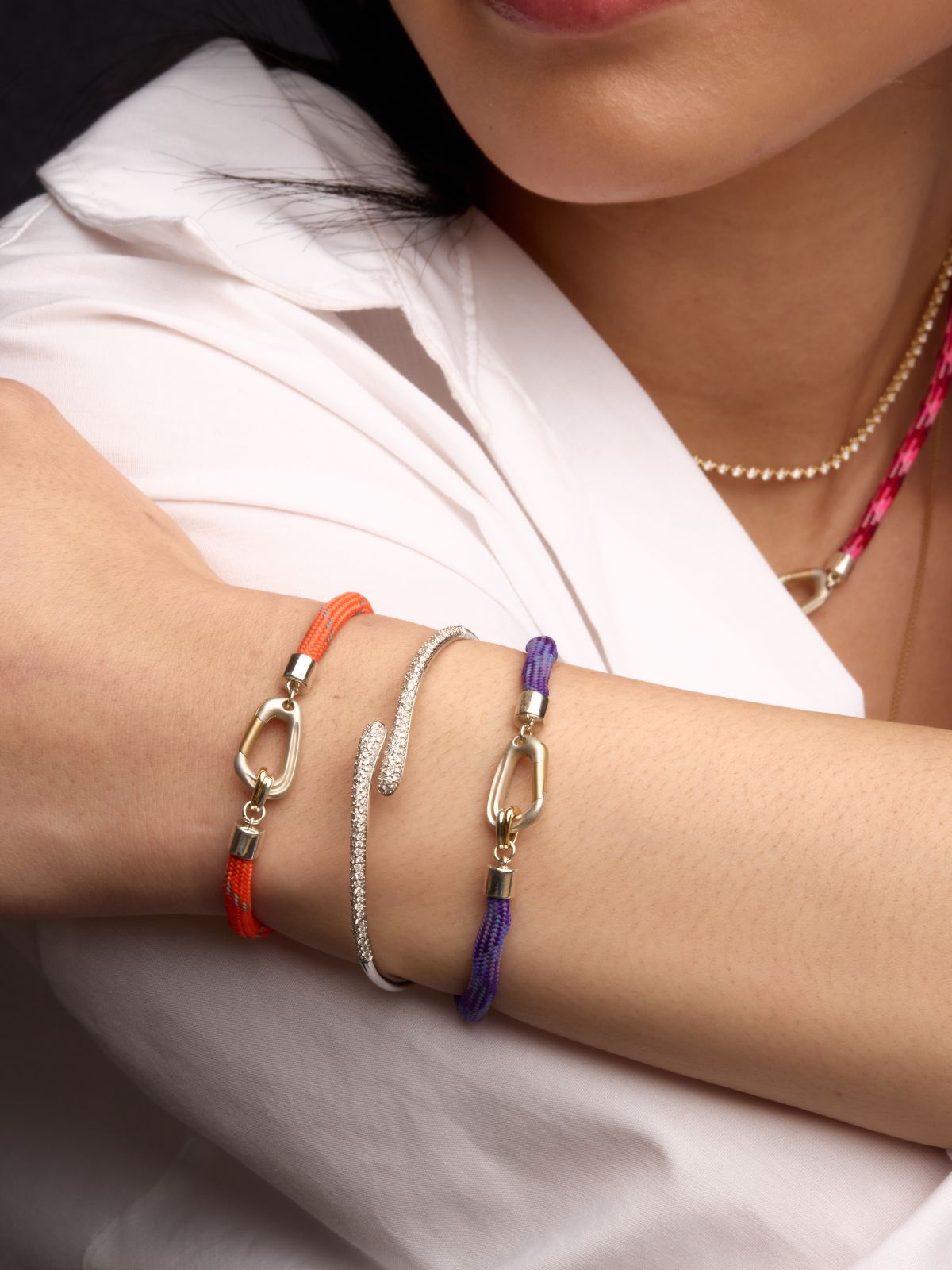 Mixed Metal Clasp Paracord Bracelet in 14k Gold | Audry Rose