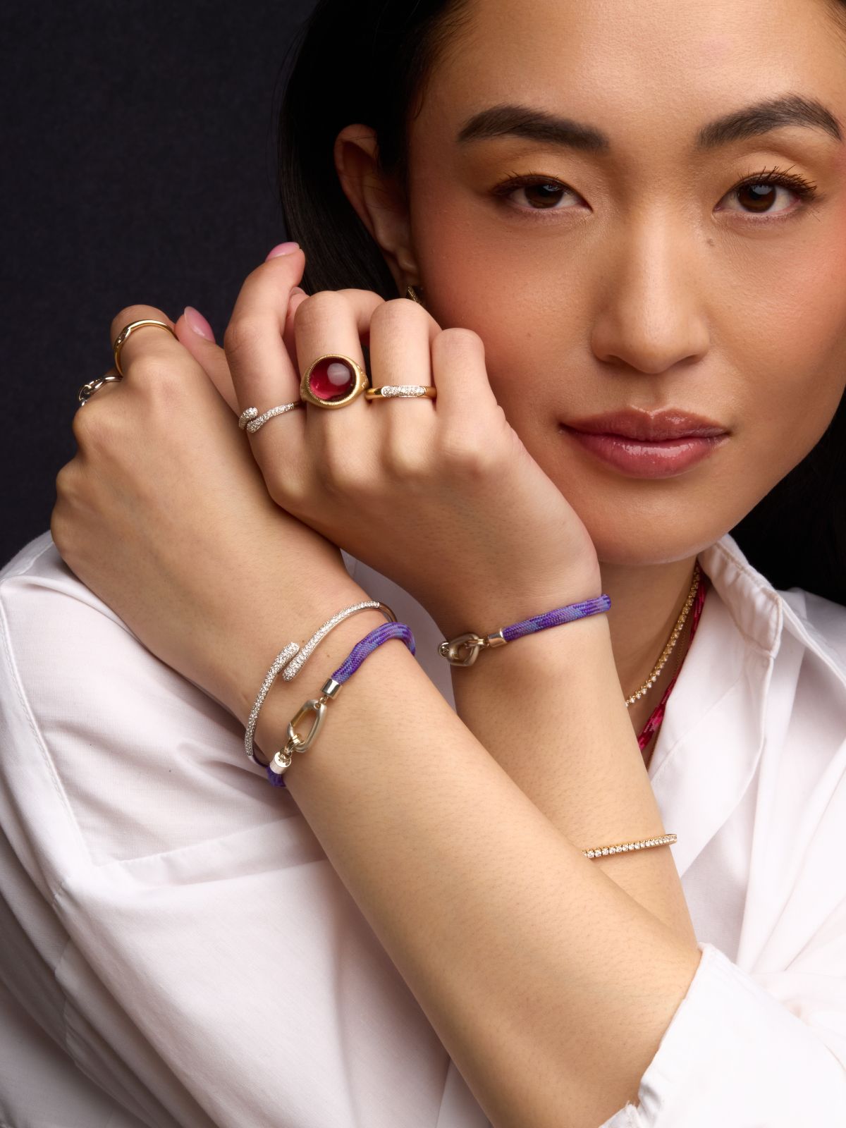 Mixed Metal Clasp Paracord Bracelet in 14k Gold | Audry Rose
