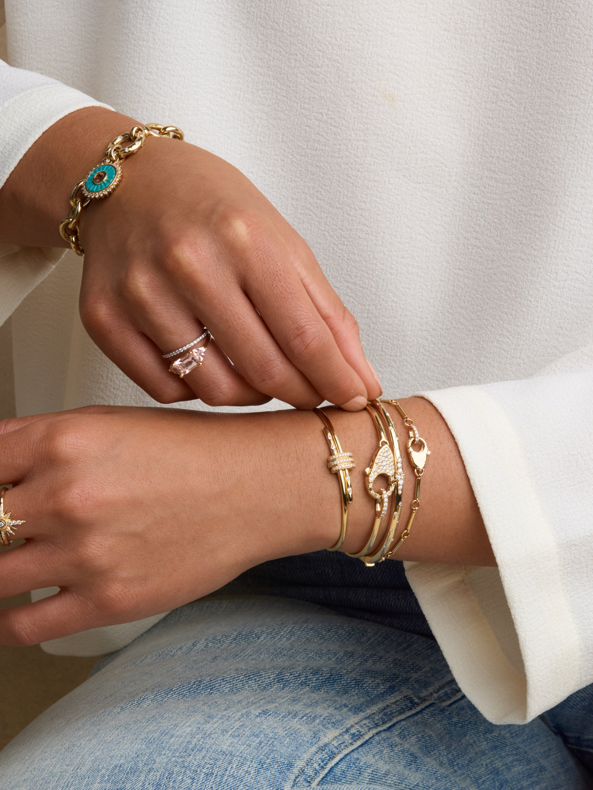 Diamond Lock Hinge Bracelet 14k Gold | Audry Rose
