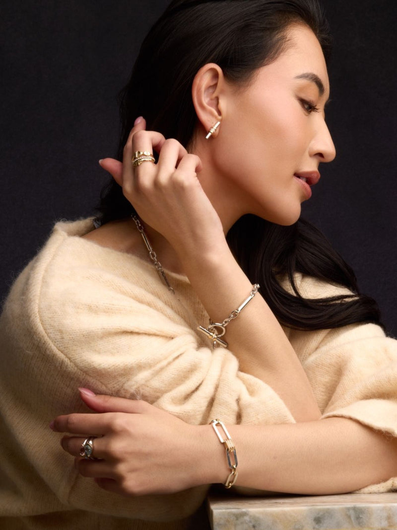 Mixed Metal Latch Link Bracelet