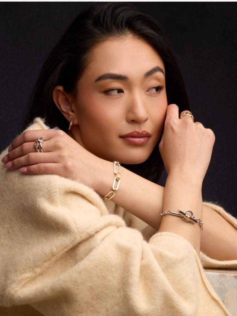 Mixed Metal Latch Link Bracelet