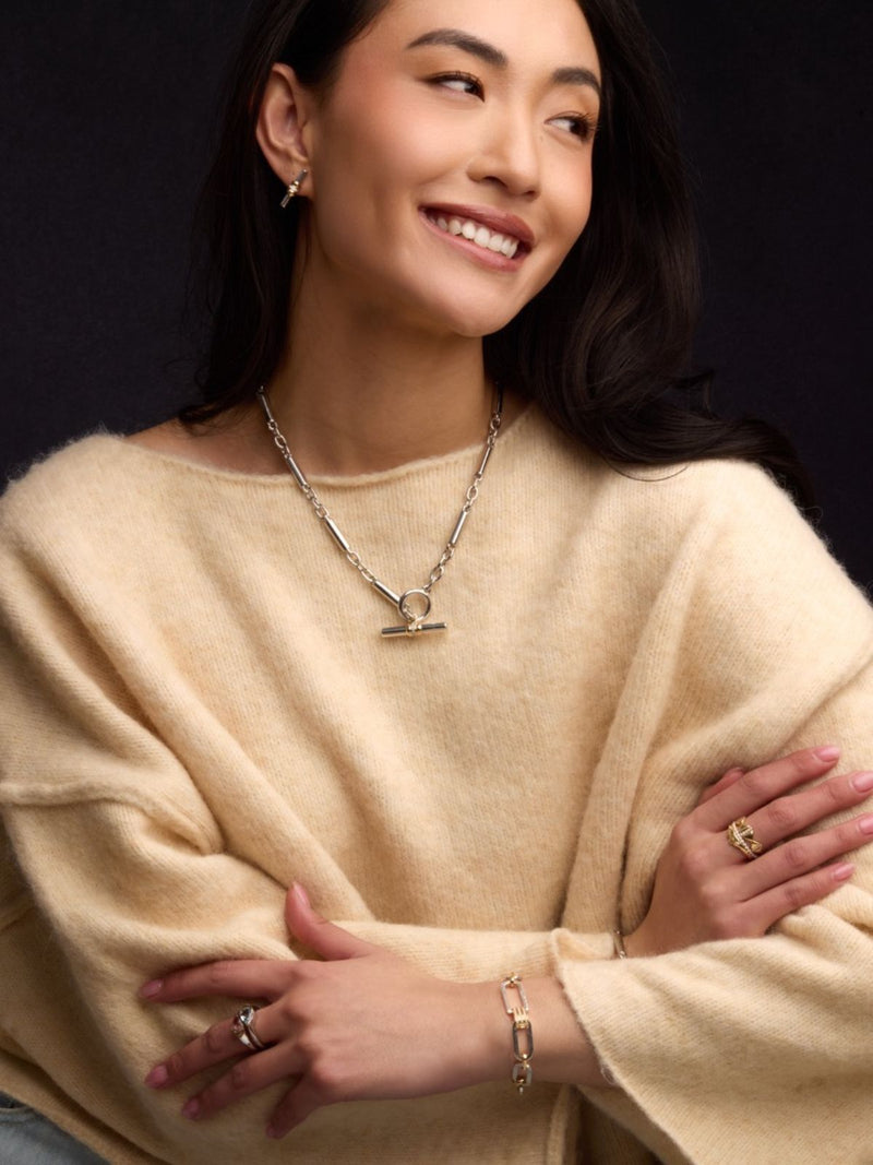 Mixed Metal Latch Link Bracelet