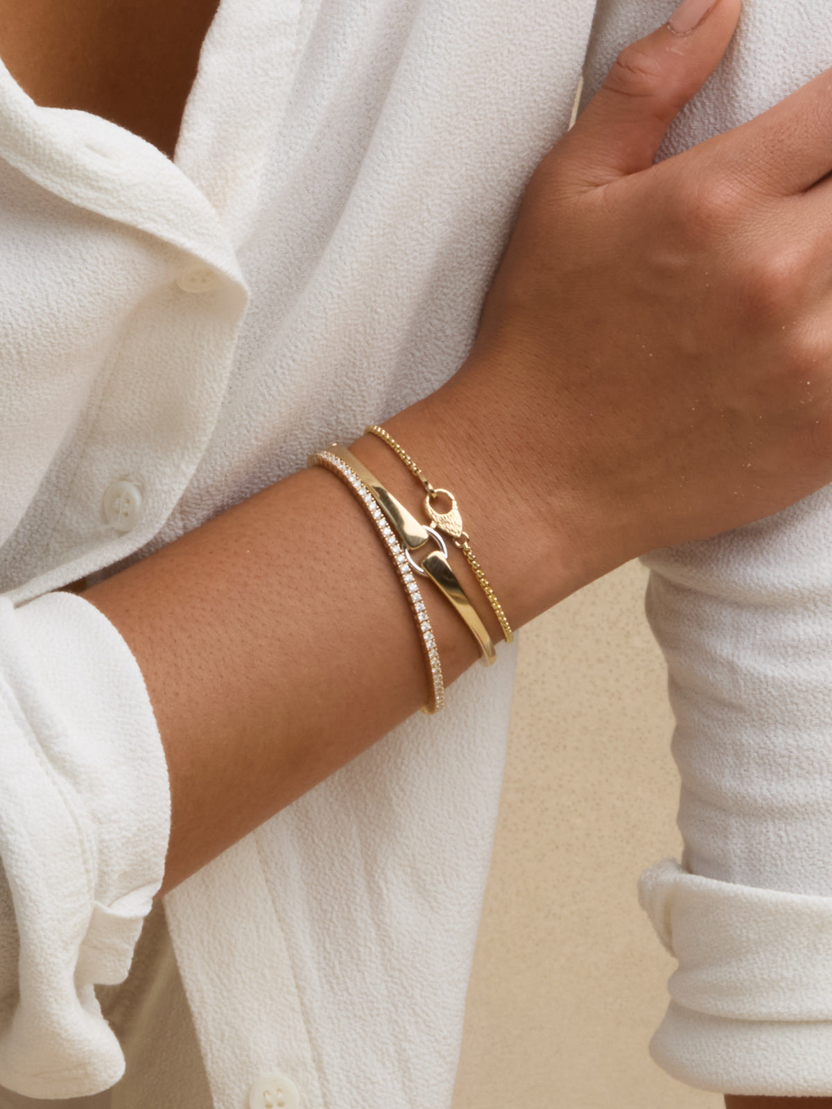 Box Chain Lock Bracelet 14k Solid Gold | Audry Rose
