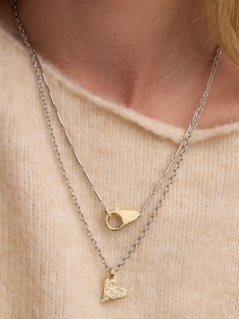Mixed Metal Midi Lock Necklace