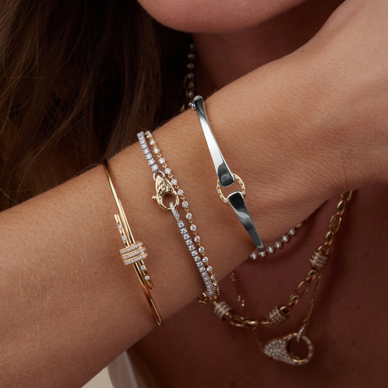 Mixed Metal Diamond Buckle Bracelet
