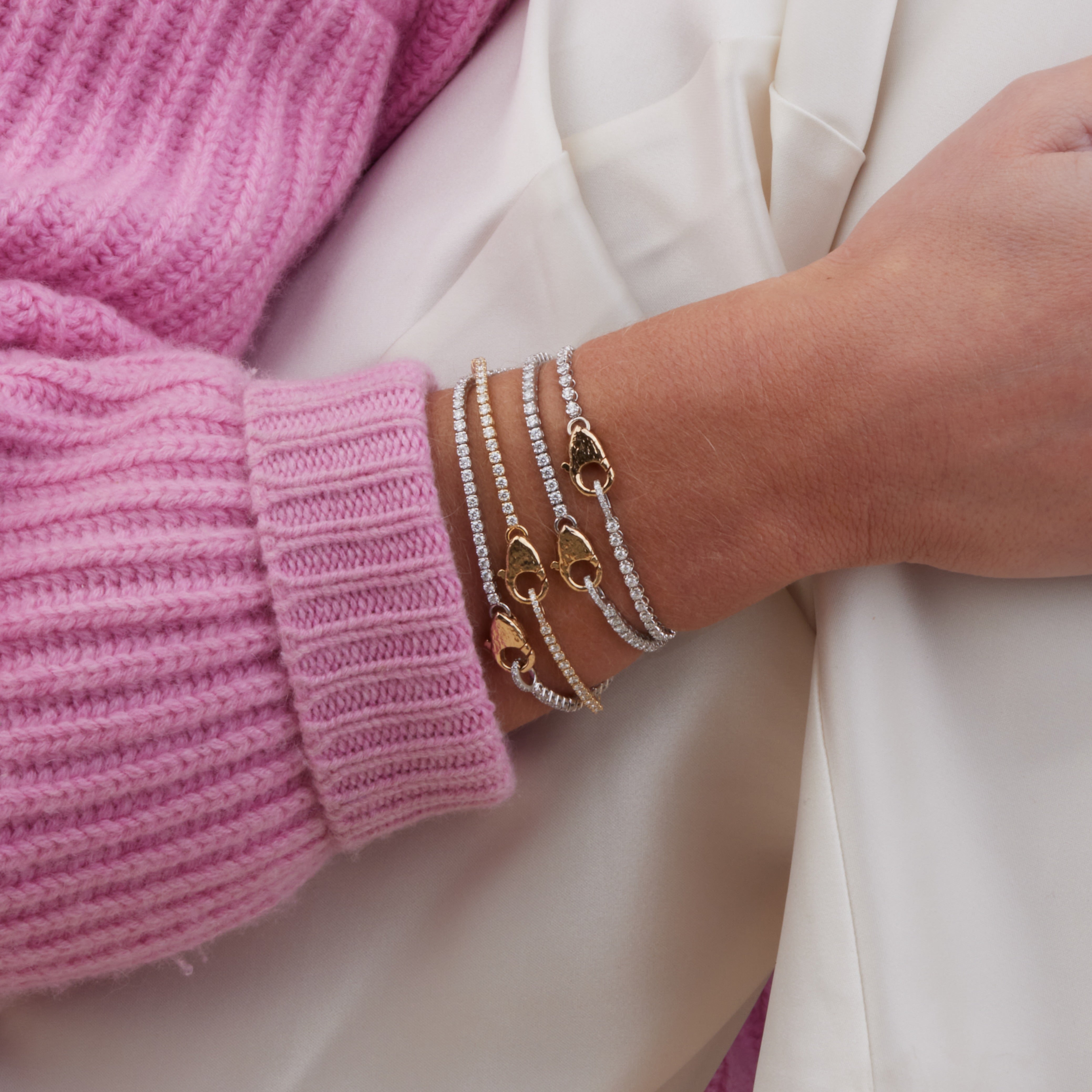 1.5mm Diamond Lock Tennis Bracelet 14k Gold | Audry Rose